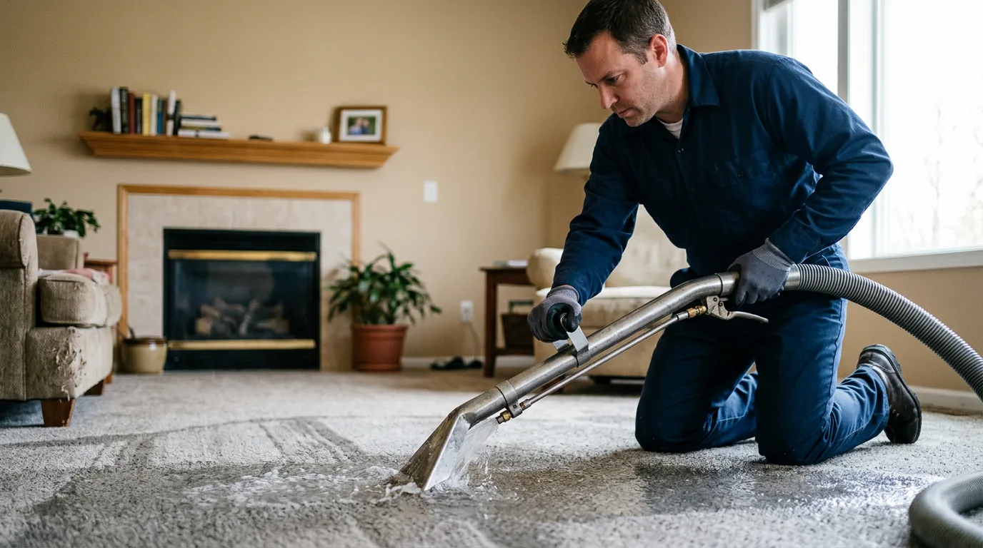 Water damage restoration technician working near Holliday, TX
